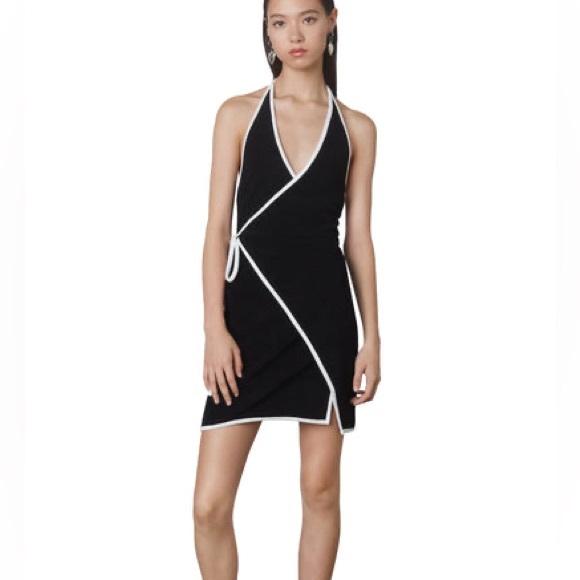 NIA TERRYCLOTH HALTER WRAP DRESS - BLACK small - Picture 4 of 9